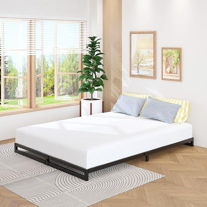 Lutown-Teen 6 Inch Full Size Bed Frame No Box Spring Needed, Heavy Duty Metal Platform Beds with Sturdy Steal Slats for Mattress Foundation, Easy Assembly, Noise Free, Black