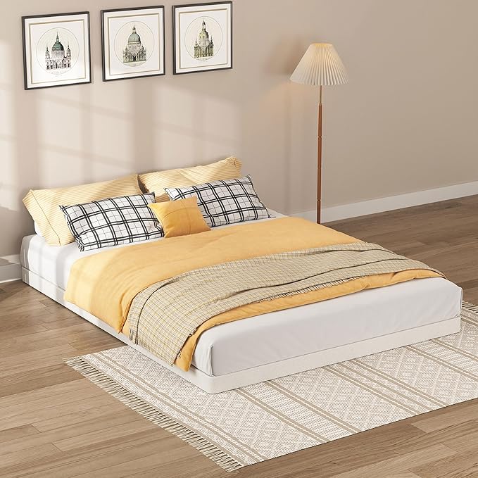 SHOANED Queen Size Box Springs - 3 Inch Low Profile Mattress Foundation No Noise Heavy Duty Metal Basics Bed Base with Clean Fabric Cover, Easy Assembly