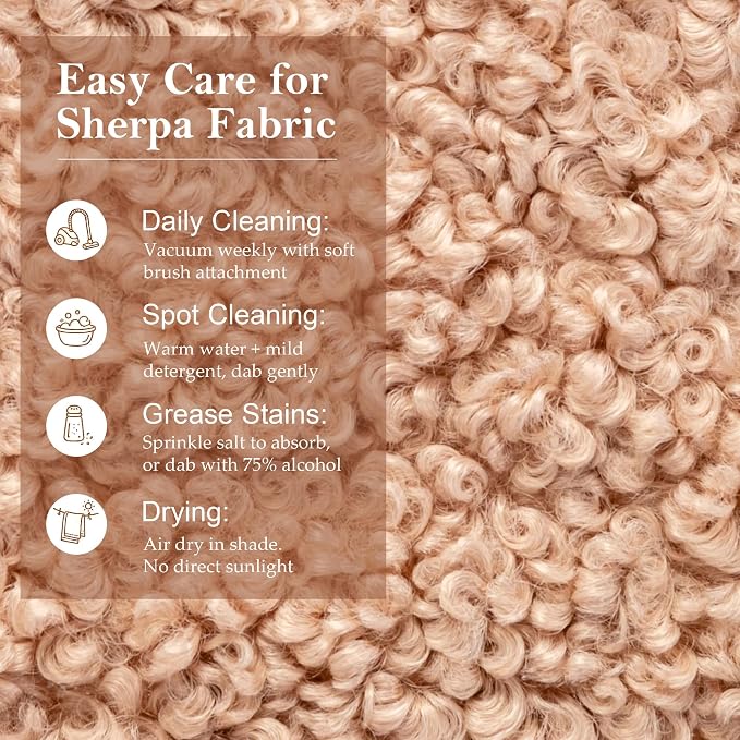Zesthouse Square Pouf Ottoman Footstool, Modern Backless Vanity Stool for Bedroom, Tan Fuzzy Foot Rest for Couch, Upholstered Tufted Footstool, Sherpa Fabric Ottoman Coffee Table for Living Room
