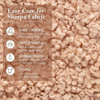 Zesthouse Square Pouf Ottoman Footstool, Modern Backless Vanity Stool for Bedroom, Tan Fuzzy Foot Rest for Couch, Upholstered Tufted Footstool, Sherpa Fabric Ottoman Coffee Table for Living Room