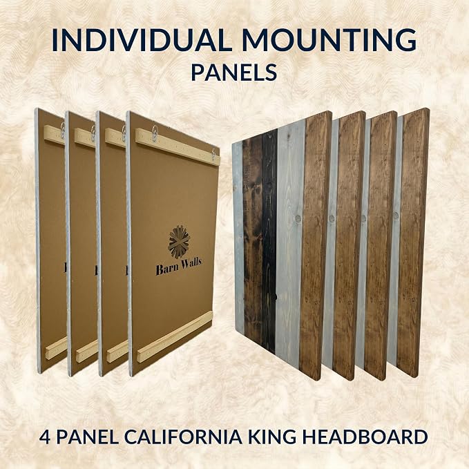 Barn Walls California King Headboard - All Terrain Mix Multi-Tonal Solid Wood Panels