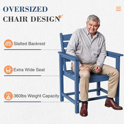 UDPATIO HDPE Patio Dining Chairs of 4, Heavy Duty Extra-Wide Outdoor Chairs with 360 lb Load Capacity, Easy to Assembly, All-Weather Seating for Patio, Pool, Garden, Backyard