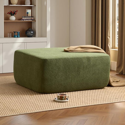 ovios 37" Velet Ottoman, Upholstered Cloud Ottoman for Boneless Couch in a Box, Modular Sectional Couches for Living Room Bedroom, Compressed Memory Foam, No Assembly Require, Green