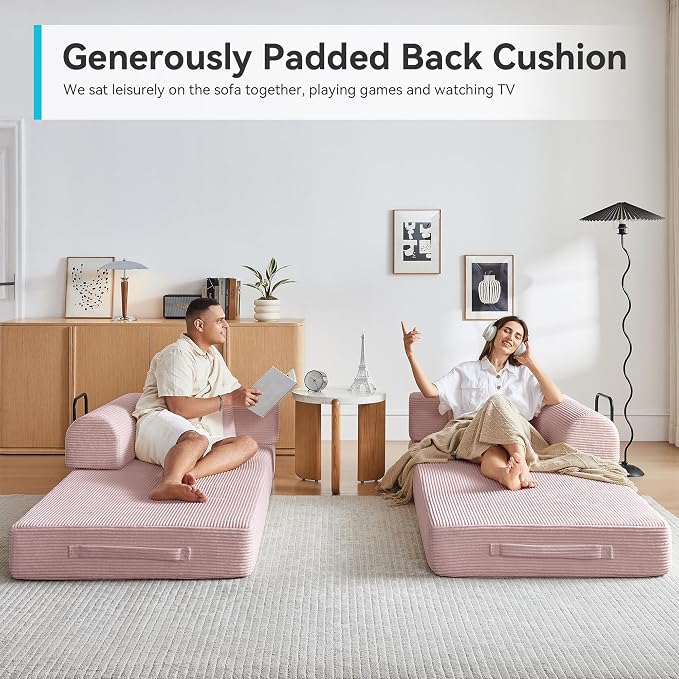 Compression Sofa, Cloud Sectional Sofa,Sofa Bed, Boneless Modular Sectional Sofa with 2 Pillow, Comfy Fluffy Couch with Futon Bed, Perfect for Living Room, Small Space