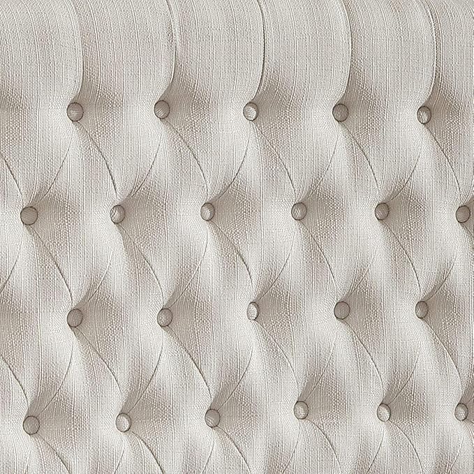 24KF Upholstered Tufted Button Linen Fabric Headboard,Comfortable Fashional Headboard Queen/Full Size,Ivory