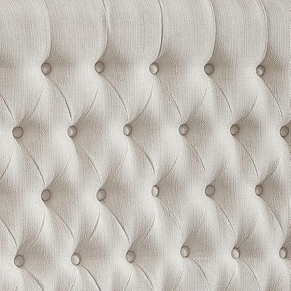 24KF Upholstered Tufted Button Linen Fabric Headboard,Comfortable Fashional Headboard Queen/Full Size,Ivory