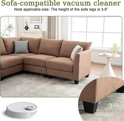 122.8" Large Sectional Couches for Living Room, 6 Seater L Shaped Modular Sectional Sofa with Two Storage Ottomans & USB, Oversized Corner Couch for Living Room（Brown）