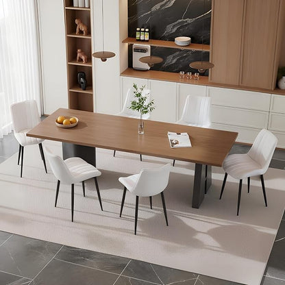 VECELO Dining Chairs Set of 6, Velvet Fabric & Metal Frame, Mordern Style for Kitchen, Living Room,Offcie，White