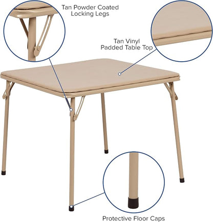 EMMA + OLIVER Kids Tan Folding Game and Activity Table - Toddler Table for Daycare Center