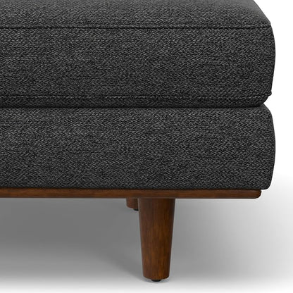 SIMPLIHOME Morrison 49-inch Wide Table Ottoman in Charcoal Grey Woven-Blend Fabric, Multifunctional Footrest, Coffee Table, or Extra Seating for Living Room, Mid-Century Modern Style