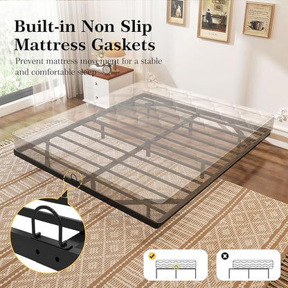 Awesofurni Floating Bed Frame Queen Size, Queen Bed Frame with Smart LED Lights, Heavy Duty Modern Metal Platform Bed No Box Spring Needed - Easy Assembly and Noise Free