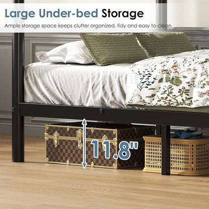 Bunk Bed Twin Over Twin, Heavy Duty Metal Bunk Bed with Ladder, More Stable and Safe for Teens, Students or Roommates, Space Saving for Apartment, Dorm or Small Room, Easy Assembly, Black
