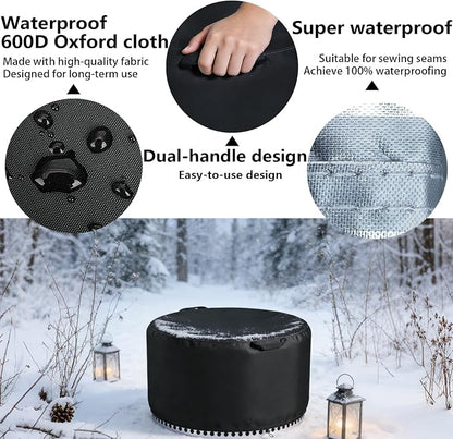 Chinchilla Fire Pit Cover for Solo Stove Bonfire 2.0 - Waterproof 600D Oxford Fabric Cover for 19.5 to 21 Inch Outdoor Fire Pits, All-Weather Protection with Drawstring & Heat-Resistant Handle