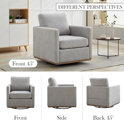 Aoiy & Wifon 30.7" W Swivel Accent Chair Set of 2, Mid Century Modern Swivel Chairs for Living Room, Comfy Small Accent Chair, Wavy Chenille, Light Gray