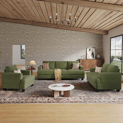 COPIAE 89 Inch Sofa with Extra Deep Seats Oversize, 3 Seater Sofa for Living Room, Modern Couch and Sofa, Comfy Armrests and Seats and Backrests, Easy Installation, Corduroy Fabric Green