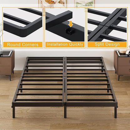 Lutown-Teen 2 Inch Split King Box Spring Low Profile, Heavy Duty Metal Bunkie Board King, Easy Assembly, Noise Free