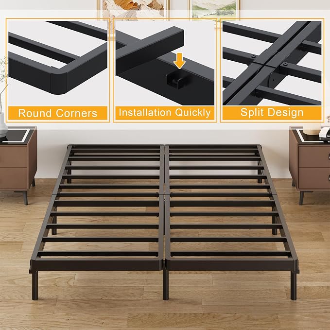 Lutown-Teen 2 Inch Split Cal King Box Spring Low Profile, Heavy Duty Metal Bunkie Board California King, Easy Assembly, Noise Free