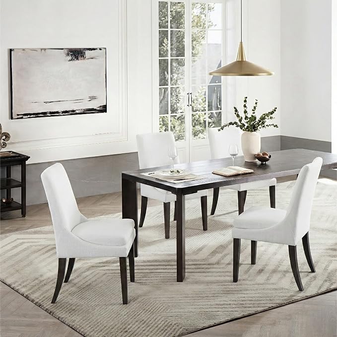 KISLOT Upholstered Dining Chairs Modern Sidechair Performance Fabric High Back Armlesschair for Diningroom Kitchen,White,Set of 2(1 Box)
