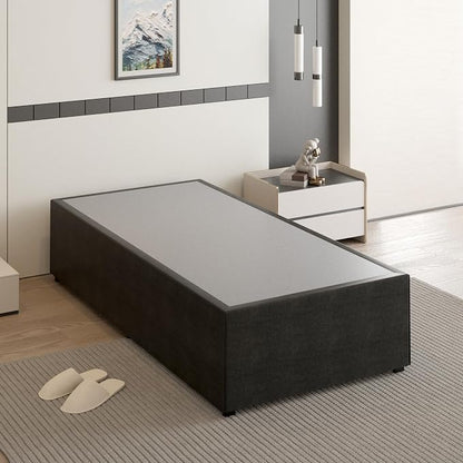 Cieemine 18 Inch Twin Bed Frames with Black Bed Cover, Metal Twin Size Bed Frame No Box Spring Needed, Heavy Duty Mattress Foundation, Easy Assembly, Noise Free