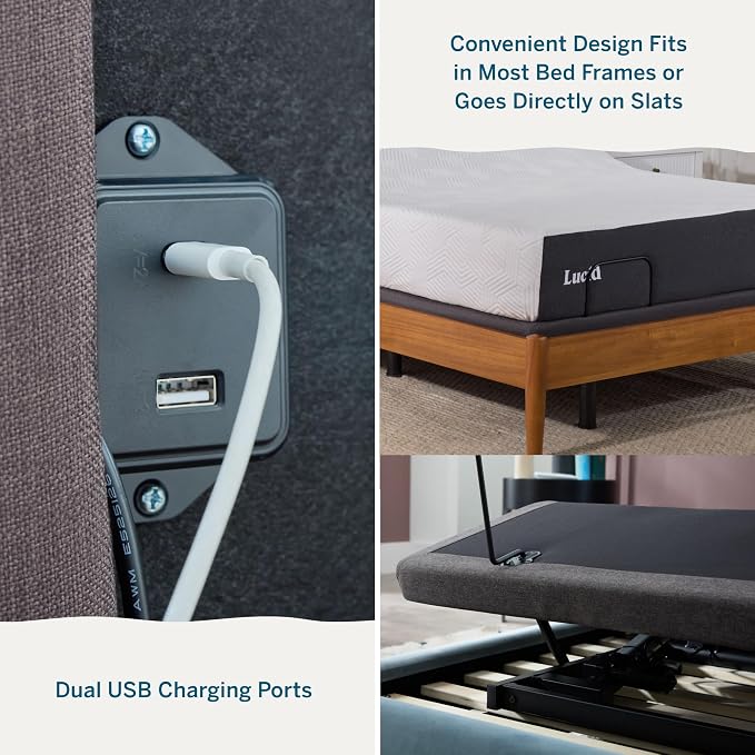 Lucid® L300 Adjustable Bed Frame – USB – Memory Position – Remote, Full