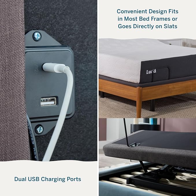 Lucid® L300 Adjustable Bed Frame – USB – Memory Position – Remote, Twin XL
