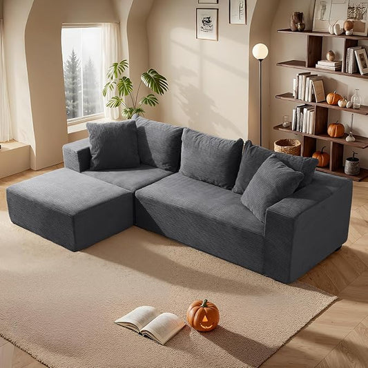 Modular Sectional Sofa Modern 108" L Shaped Boneless Cloud Couch with Deep Seat,Sectional Couch for Living Room Bedroom Apartments Dorms,No Assembly Required Ships in a Box, Dark Grey