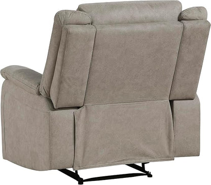 Lexicon Manual Recliner Chair, Polished Microfiber Reclining Sofa Chair, Home Theater Seating, Wall Hugger Manual Recliner for Living Room/Office/Apartment, Dove