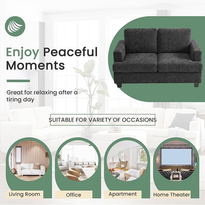 YOUDENOVA 2 Piece Set Comfy Sofa Couch, Loveseat Sofa * 2 with Deep Seats, Modern Sleeper Couch for Living Room, Dark Grey Chenille