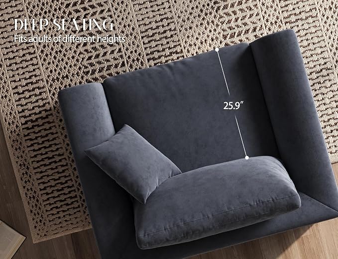 ohllob 48.6" Single Sofa, Small Boneless Couches for Living Room, Cloud Couch for Bedroom, Office, Grey