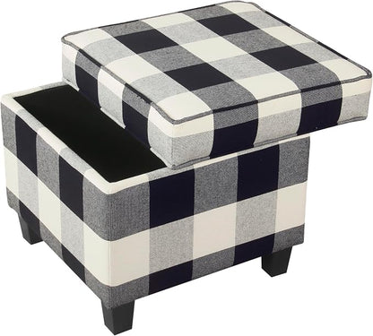 HomePop 18" Classic Square Storage Ottoman - Black Plaid