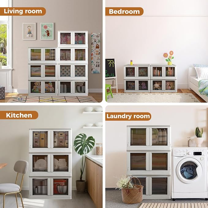 Storage Box, Cabinet with Lids, Extra Large Useful Box, 19 Gallons (72L) Capacity (Each One), 2 Packs, Collapsible, Installation Free, Nice for Home Organization