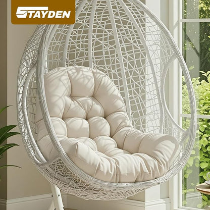 Egg Chair Cushion Replacement Outdoor Hanging Chair Cushion for Patio Furiture Hammock Swing Cushion 47x35x6 Inches (White)