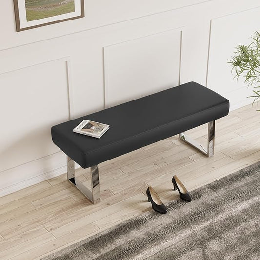 JIEXI Bedroom Bench Bed end upholstered Bench Indoor Corner Small Footstool with Metal Legs, for Kitchen entryway Dining Room and Living Room Window, Plant Bench