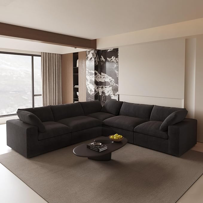 Cloud Modular Sectional Sofa Couch,120.45" V Shaped Convertible Couches for Living Room,Minimalist Deep Sofa Couches,Sofa Covers Washable&Replaceable