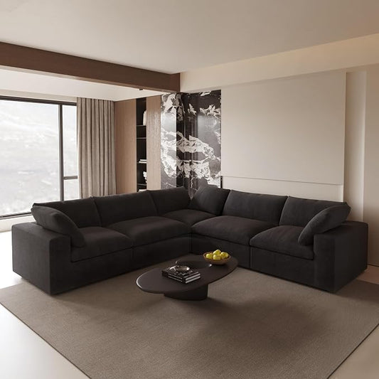 Cloud Modular Sectional Sofa Couch,120.45" V Shaped Convertible Couches for Living Room,Minimalist Deep Sofa Couches,Sofa Covers Washable&Replaceable