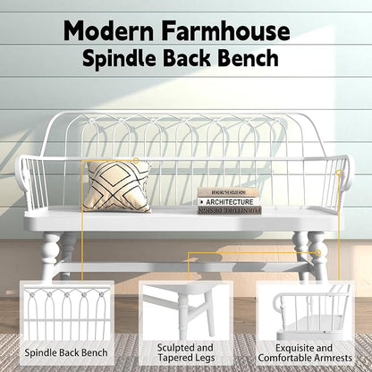 DIBRATY Entryway Bench,Spindle Back Wooden Dinning Bench, Farmhouse Foyer Bench for Entryway, Living Room, Dinning Room, Mudroom