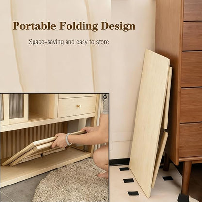 Bamboo Coffee Table Foldable Japanese Floor Desk Folding Low Tea Table No Assembly 26x16x12in Portable Bedroom Living Room Furniture for Dining Working Studing Relaxing (Natural Wood, Large)