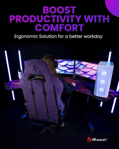 Arozzi Arena Angelo L Shaped GamingDesk, PC Gaming Desk L Shape, Height Adjustable L Shaped StandingDesk for Home Office, ComputerDesk with Full Coverage Mouse Pad (Crawling Chaos)