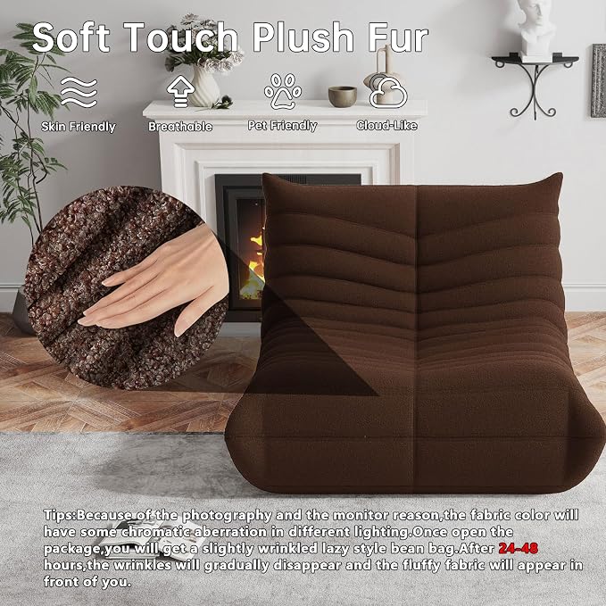 WHGBJA Bean Bag Chair for Adults, Lazy Bean Bag Sofa for Bedroom, Living Room, Reading, Gaming Floor Sofa Chair, Boneless, Comfy