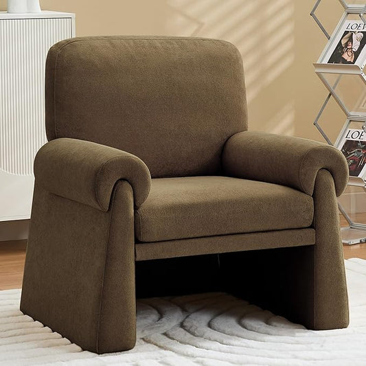 Oversized Accent Chair, Comfy Living Room Chairs, Single Sofa Chair with Thick Cushion and Armrests, Upholstered Arm Chair for Living Room, Modern Armchair, Reading Chair for Bedroom, Brown