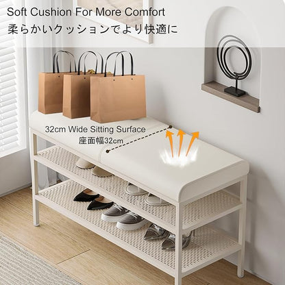 Shoe Rack Bench For Entryway/Closet,Storage Ottoman,Storage Bench,Shoe Organizer,Shoe Cabinet,Entryway Bench/Ottoman With Shoe Storage and Seating,for Living Room,Bedroom End of Bed,Installation Free