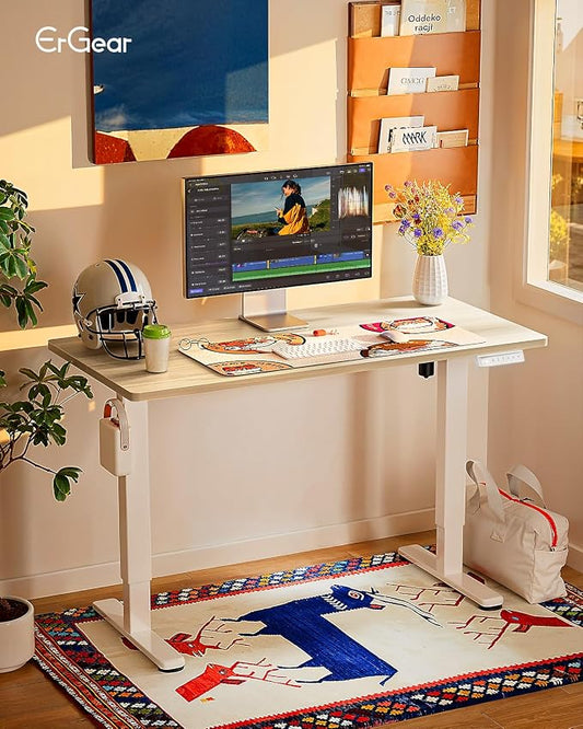 ErGear Height Adjustable Electric Standing Desk, 44 x 24 Inches Sit Stand up Desk, Memory Computer Home Office Desk, Natural