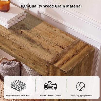 77" Reclaimed Solid Wood Console Table for Entryway, Extra Long Rectangular Sofa Table Behind Couch, Modern Farmhouse Hallway Entry Table for Living Room, Hallway, Foyer, 20 Mins Easy Assembly
