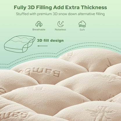 BEDLORE Twin XL Mattress Topper Viscose Derived from Bamboo, Thick Pillow Top Mattress Pad with Deep Pockets for 6-15 inches Mattress, Soft Mattress Topper College Dorm Size for Back Pain(Beige)
