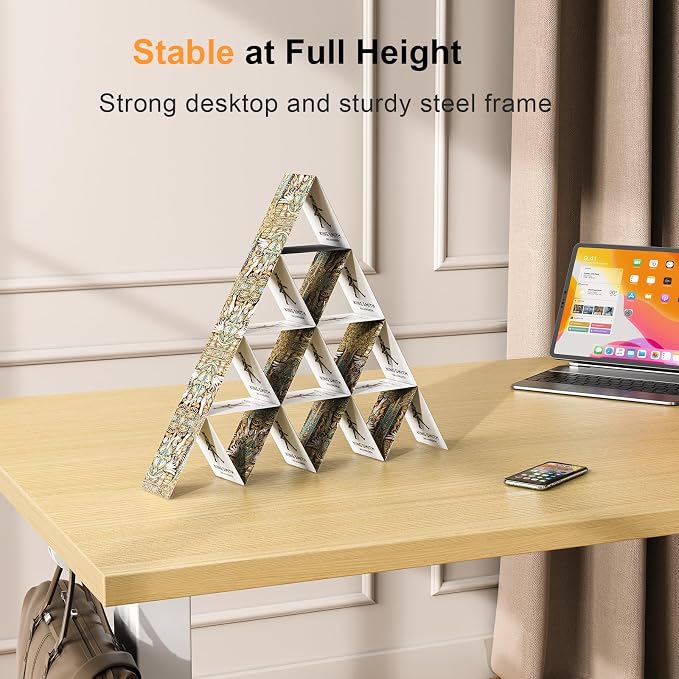 WALKINGDESK 40x24 Inches Whole Piece Electric Standing Desk, Seamless One Piece Height Adjustable Sit to Stand up Desk for Home Office, Ergonomic Computer Workstation, Oak