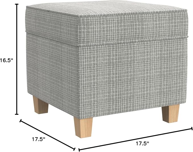 HomePop 18" Classic Square Storage Ottoman - Sage Mini Grid Pattern