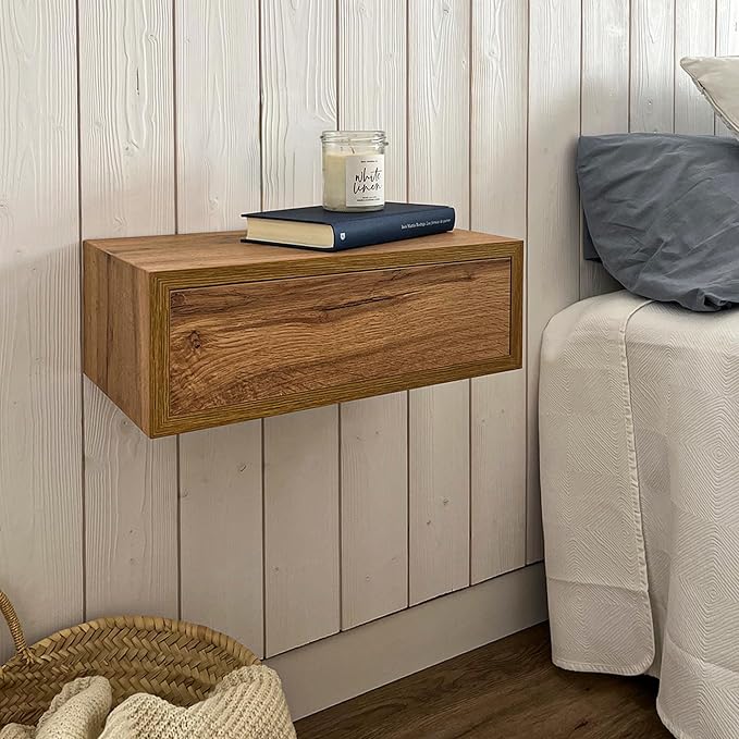Mobili Fiver, Riccardo Floating nightstand, Rustic Oak, Made in Italy