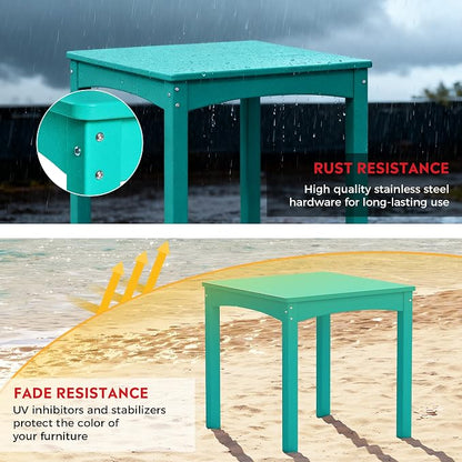 Costaelm Kids Table and 4 Chair Set, Activity Table Chair Set, Toddler Game, Playroom Furniture, Picnic Table Chairs, 5 Piece Dining Table Set, Turquoise
