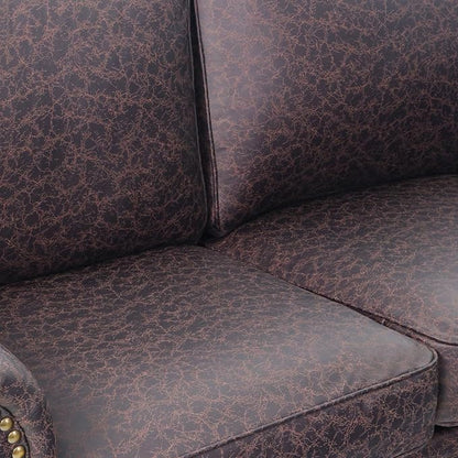 Couchus Living Room Furniture Sets,Sofa Sets and Couch Sets for Living Room,Mid-Century Vintage Sofa Couches with Rivet Design (Brown, 2 Single+3 Seater)