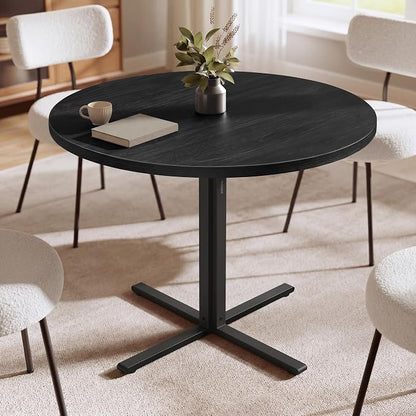 VASAGLE Dining Table, Small Round Kitchen Table for 4 People, 31.5 x 29.4 Inches, for Dining Room, Living Room, Modern, Water-Resistant, Ebony Black UKDT082B101S